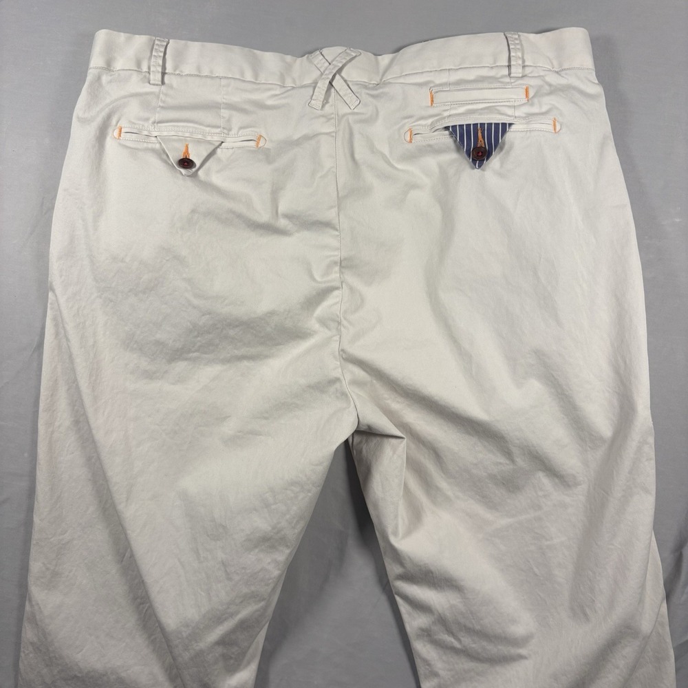 Robert Graham Kipling Mens 40x34 Ivory Pima Cotton Stretch Tailored Chino Pants - Picture 6 of 16